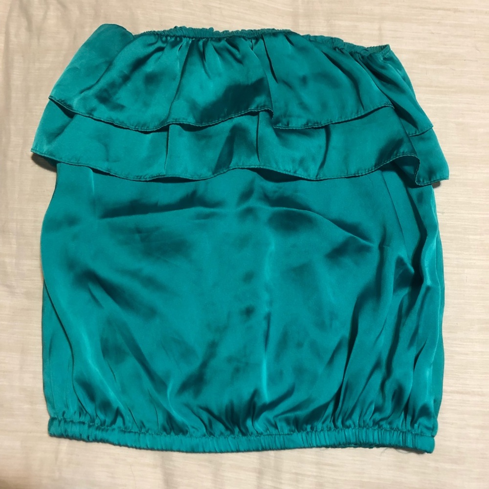 Charlotte Russe Teal Strapless Crop-Top